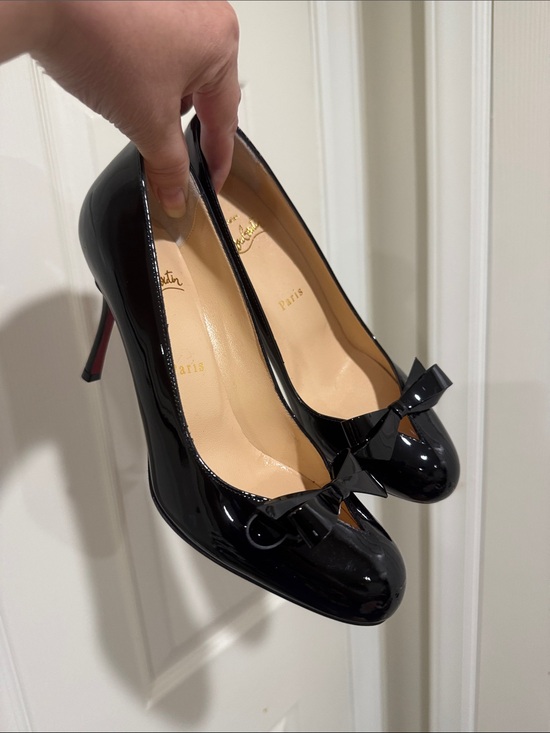 Christian Louboutin Shoes - Christian Louboutin/Black Patent 4” Heels with Bow On Toe/US Size 6.5/NWOT!
